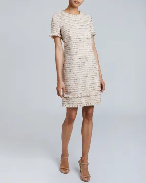 MELANIA Short Sleeve Shift Dress in Modern Tweed