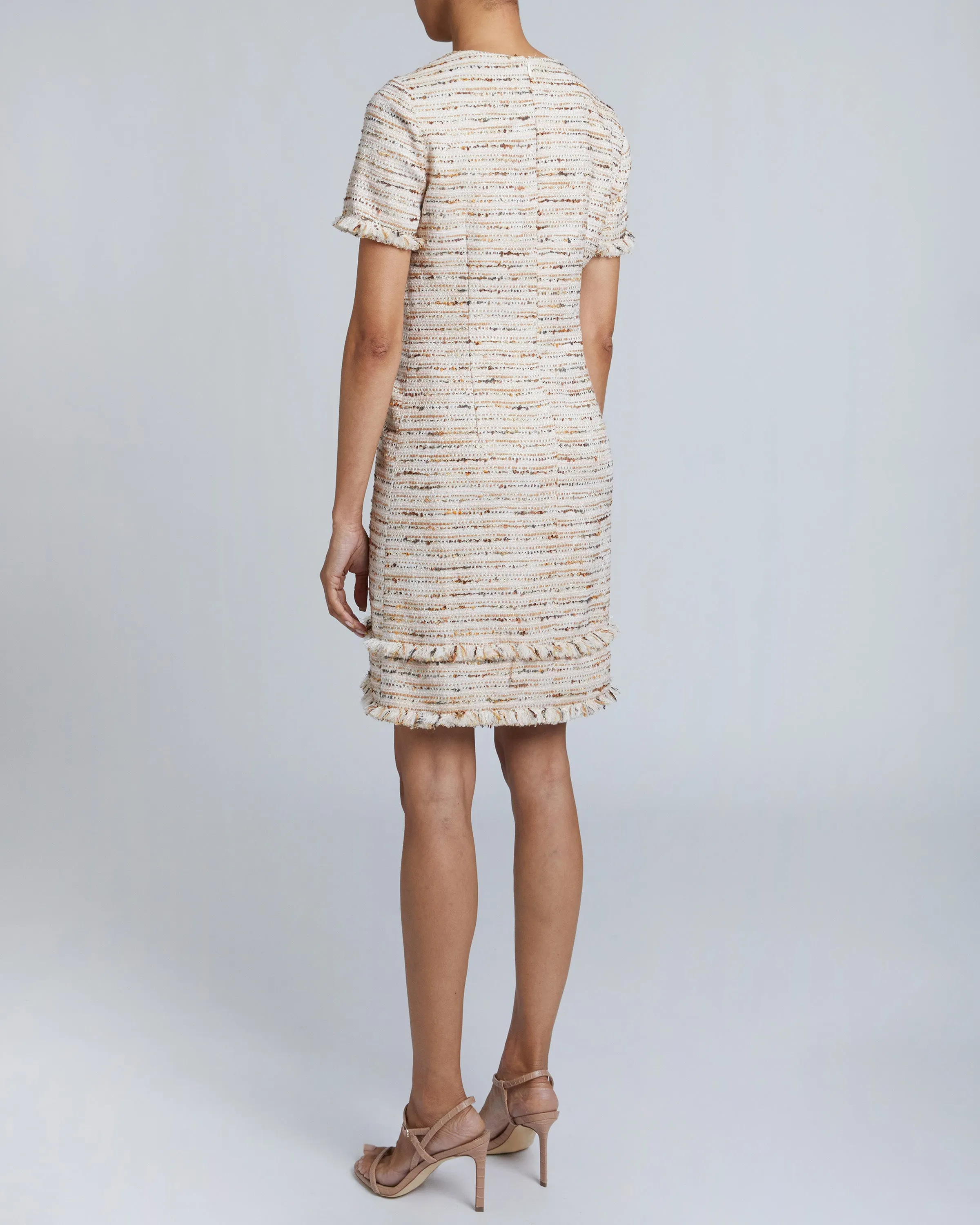 MELANIA Short Sleeve Shift Dress in Modern Tweed