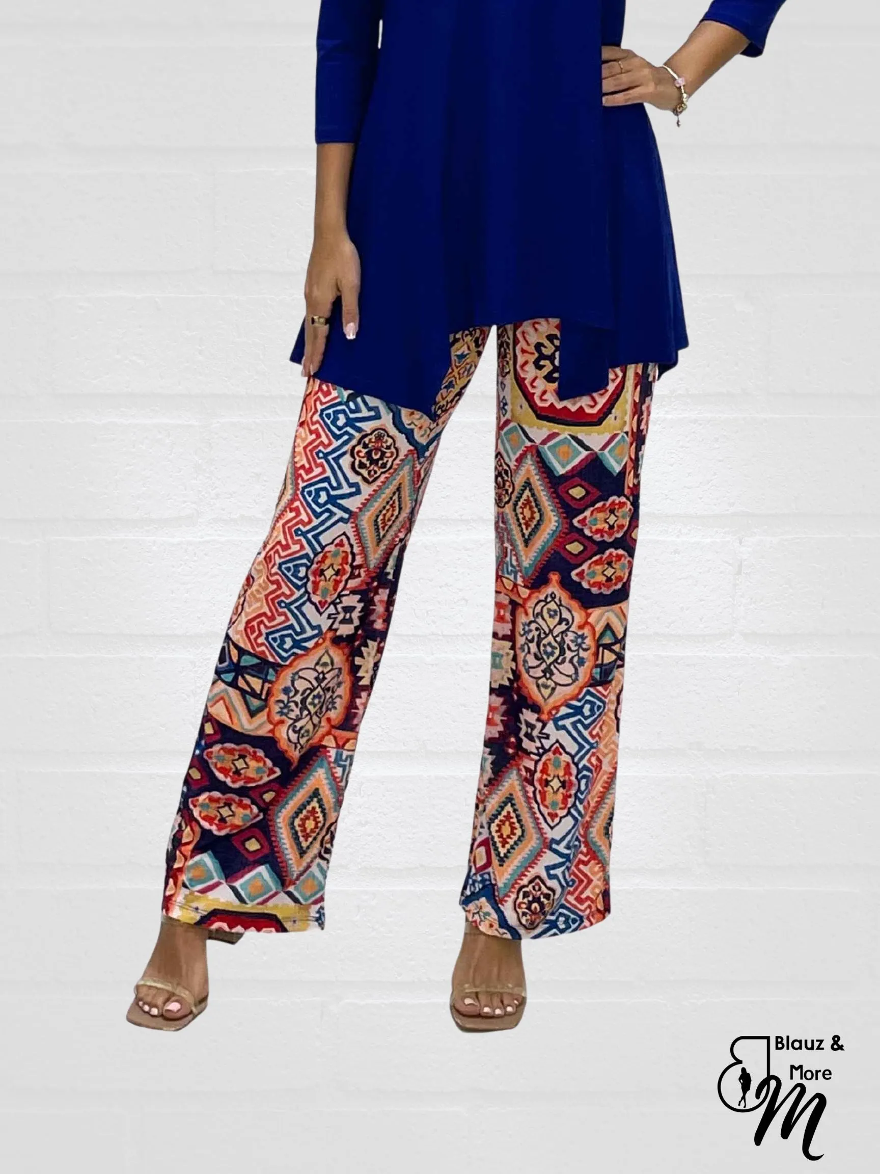 Mid Rise Straight Leg Pull-on Printed Palazzo - P2017