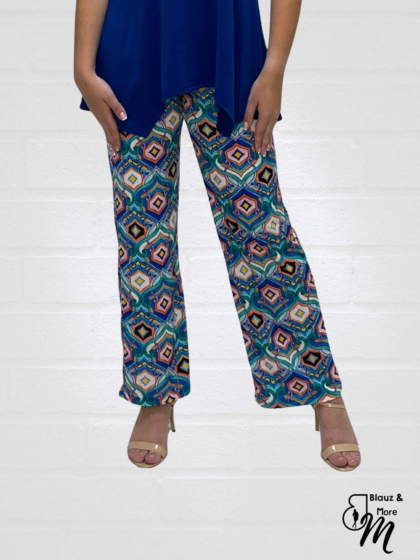 Mid Rise Straight Leg Pull-on Printed Palazzo - P2017