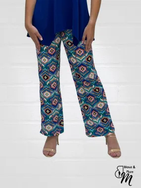 Mid Rise Straight Leg Pull-on Printed Palazzo - P2017