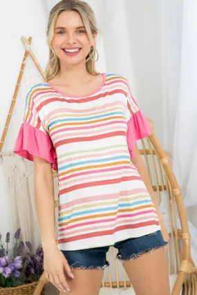 MULTI STRIPE MIXED BOXY TOP