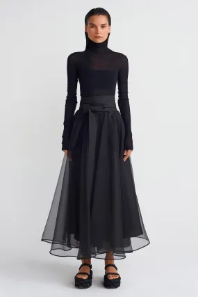 Nu Organza Flared Skirt Black