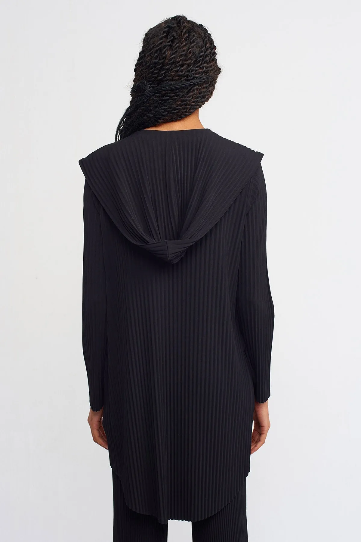 Nu Ribbed Outerwear With Hood Black