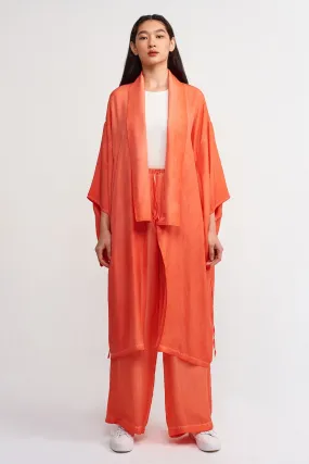 Nu Silk Midi Kimono Outerwear  Orange