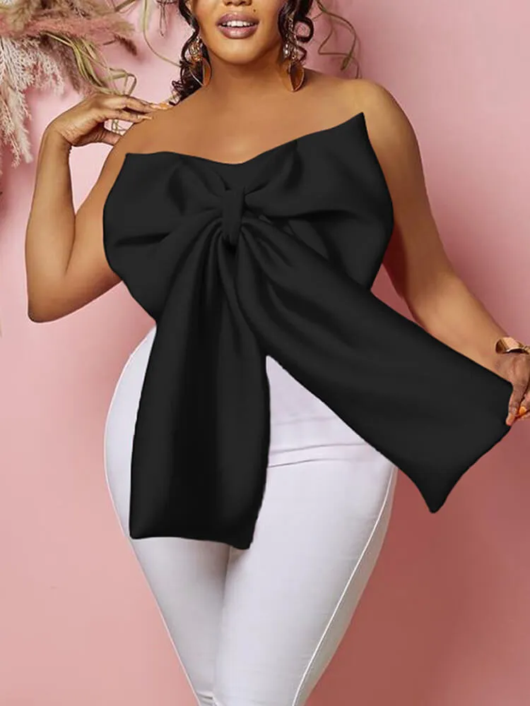 Off Shoulder Bow Knot Tube Tops