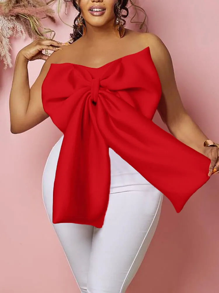 Off Shoulder Bow Knot Tube Tops