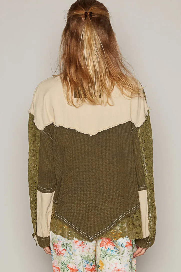 Olive Khaki Pieced Top