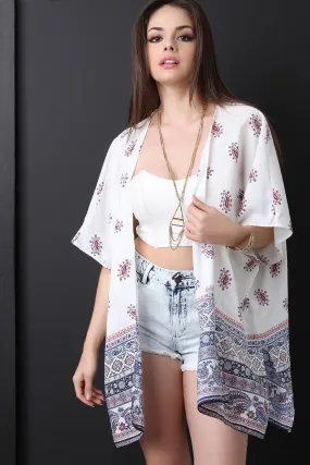 Paisley Print Open Front Kimono