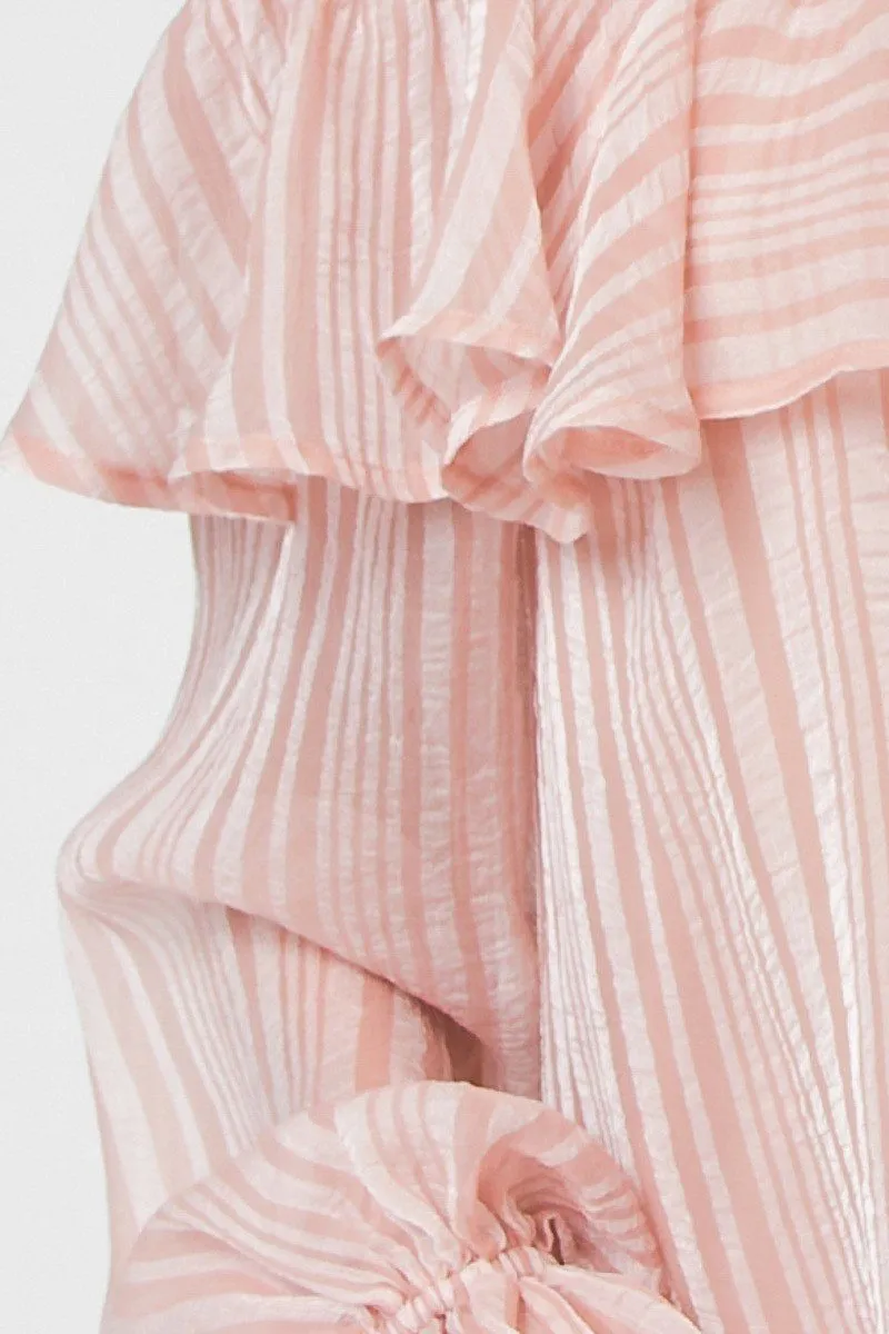 Pink Ruffle Off Shoulder Top