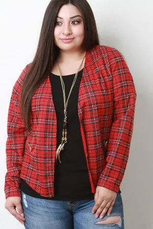 Plaid Open Front Blazer Jacket