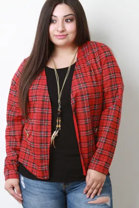 Plaid Open Front Blazer Jacket