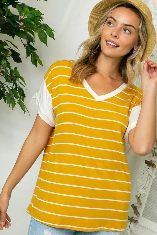 PLUS BIG STRIPE JERSEY BOXY TOP