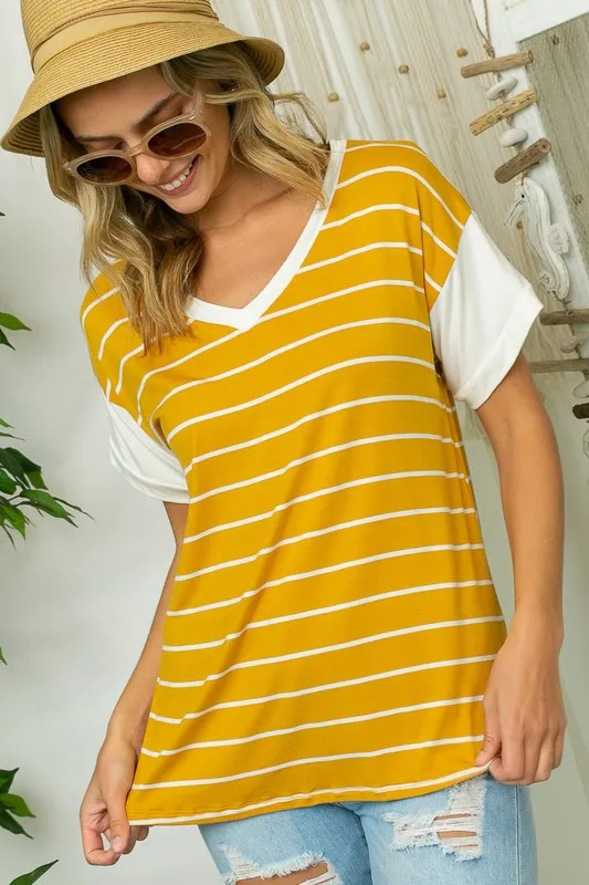 PLUS BIG STRIPE JERSEY BOXY TOP