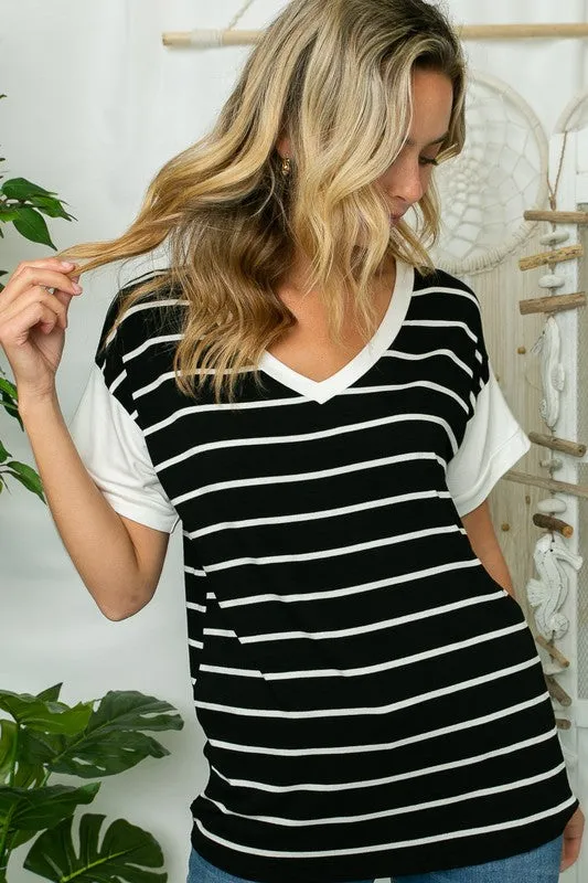 PLUS BIG STRIPE JERSEY BOXY TOP