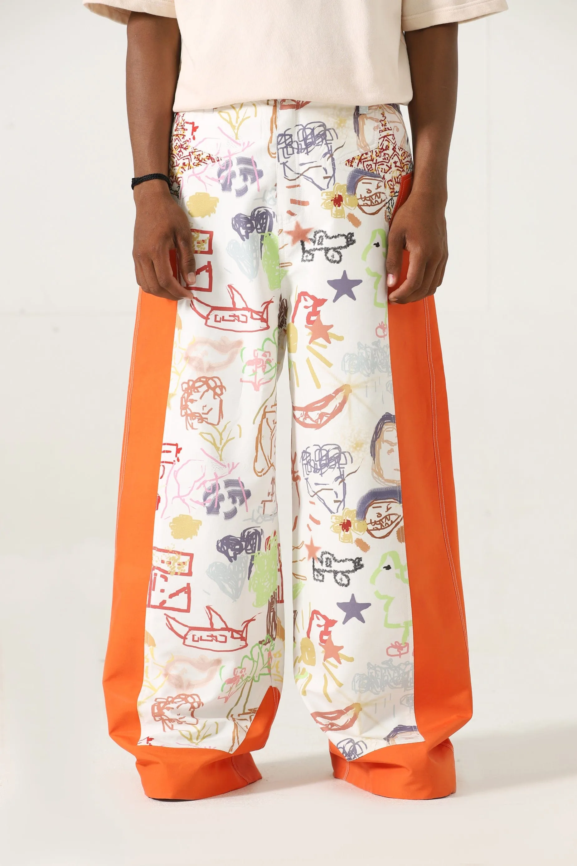 "LIFE IS A DOODLE" PRINTED TROUSERS