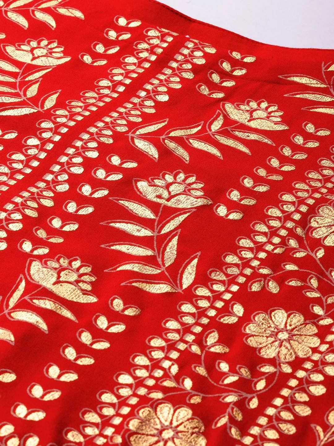 Red Printed Kurta Palazzo Set