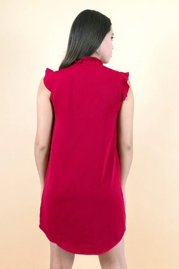 Red Ruffle Shift Dress