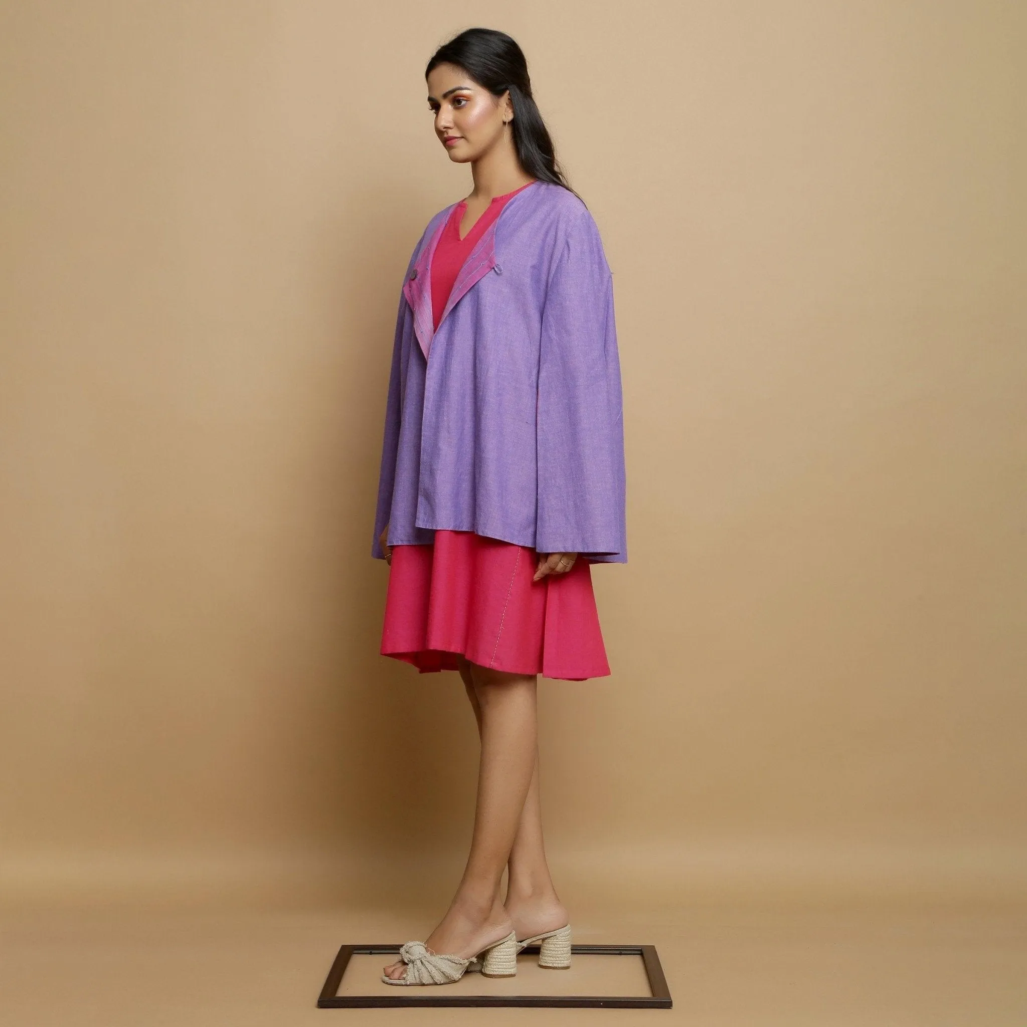 Reversible Mangalgiri Cotton Front Open Cape Outerwear