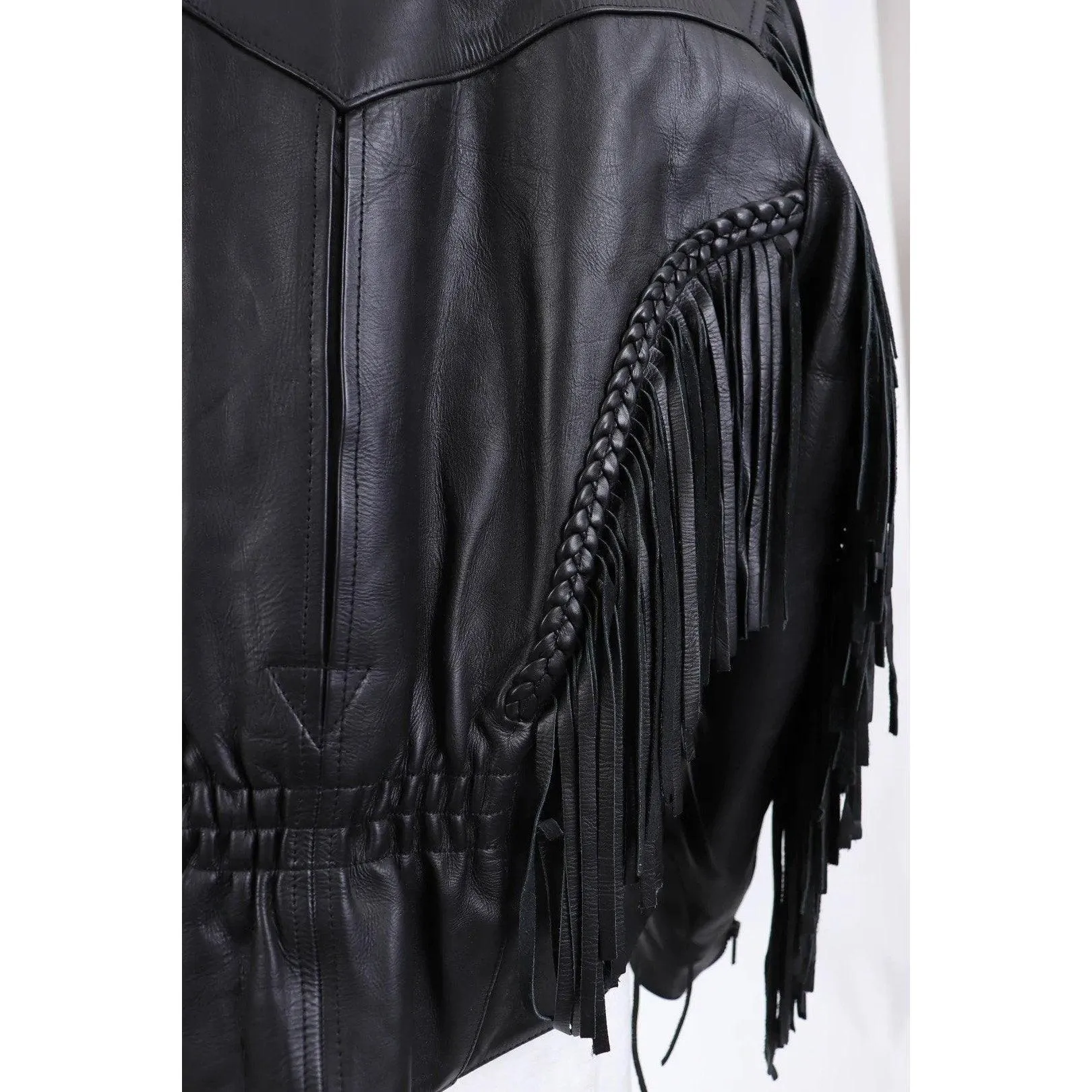 RGC 90's Black Leather Biker Babe Jacket | Size L