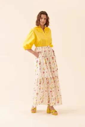 Roman Floral Print Tiered Detail Skirt Multi Color