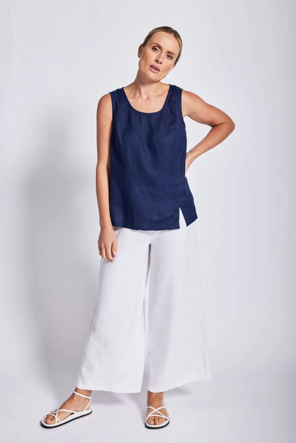 See Saw - 100% Linen Palazzo Pant White | SS56W