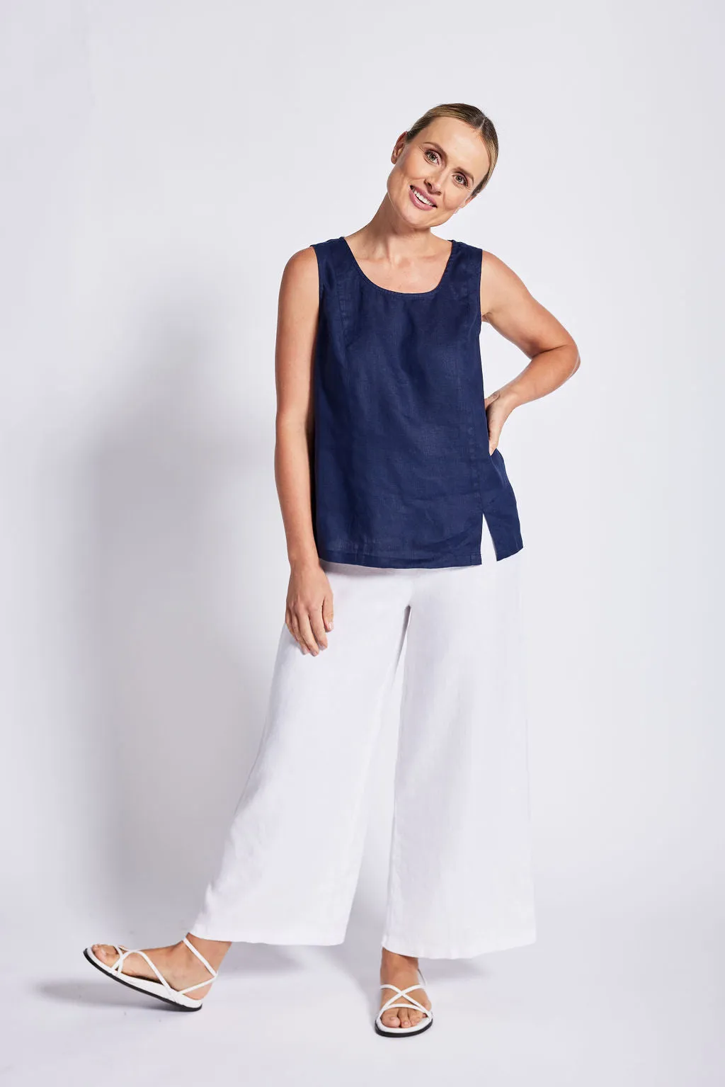 See Saw - 100% Linen Palazzo Pant White | SS56W