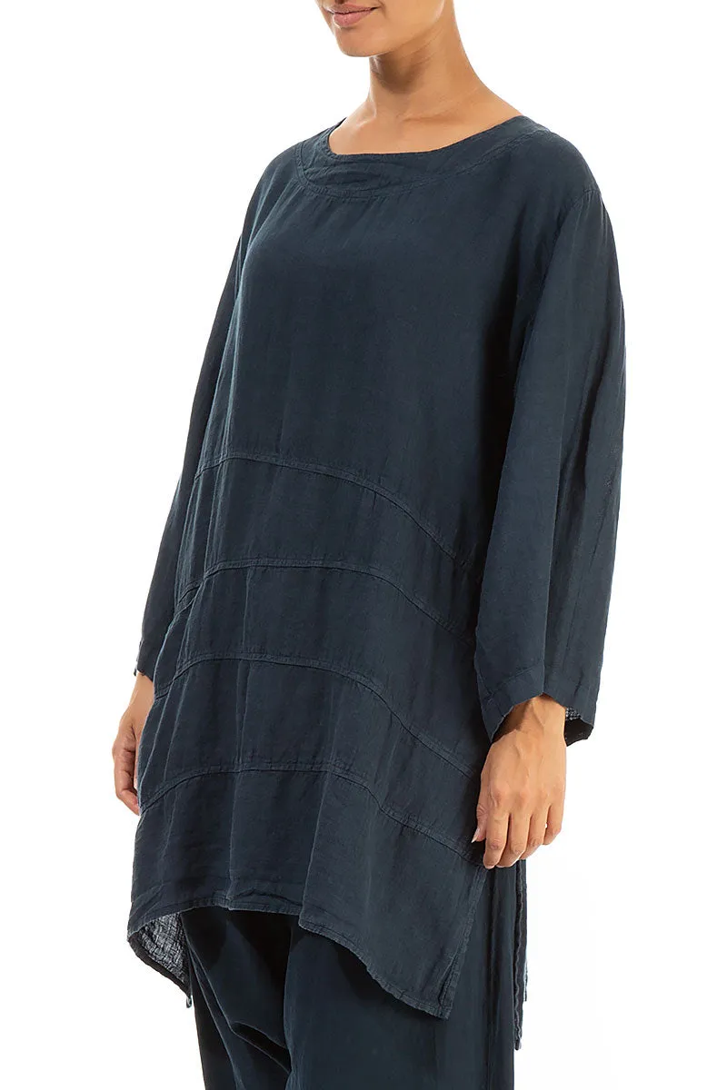 Single Pocket Navy Linen Tunic