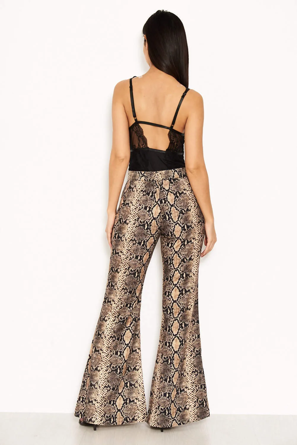 Snake Print Flared Trousers