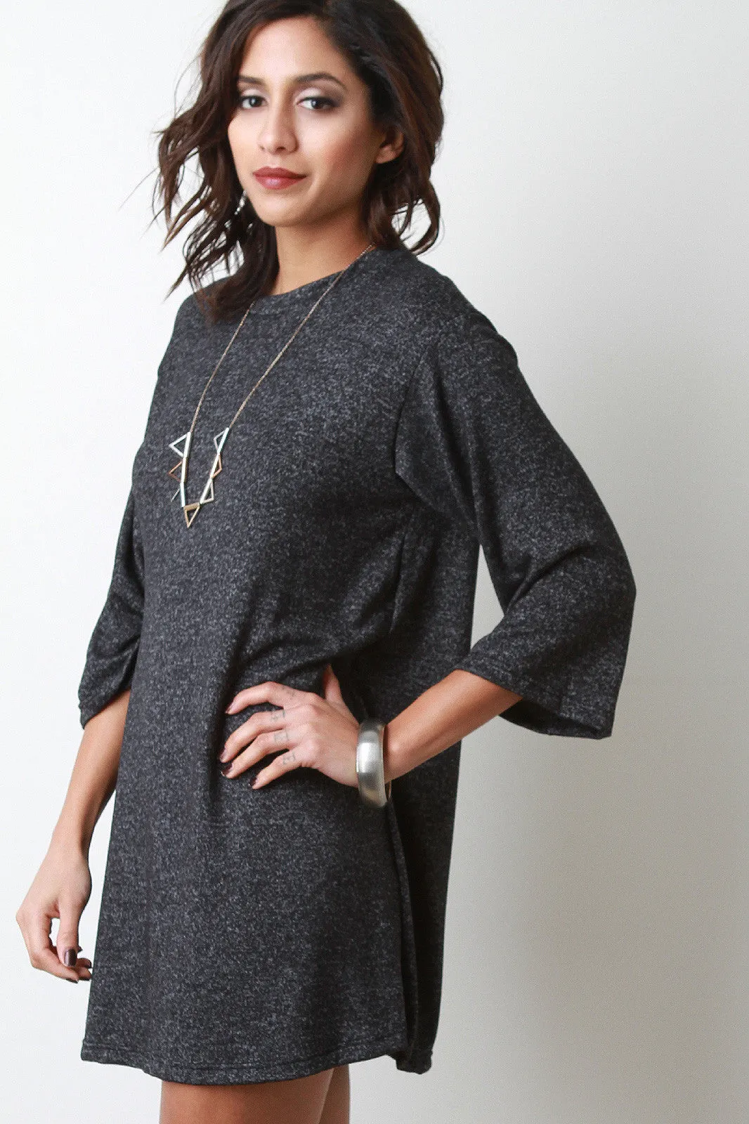 Soft Knit Wide Sleeve Shift Dress