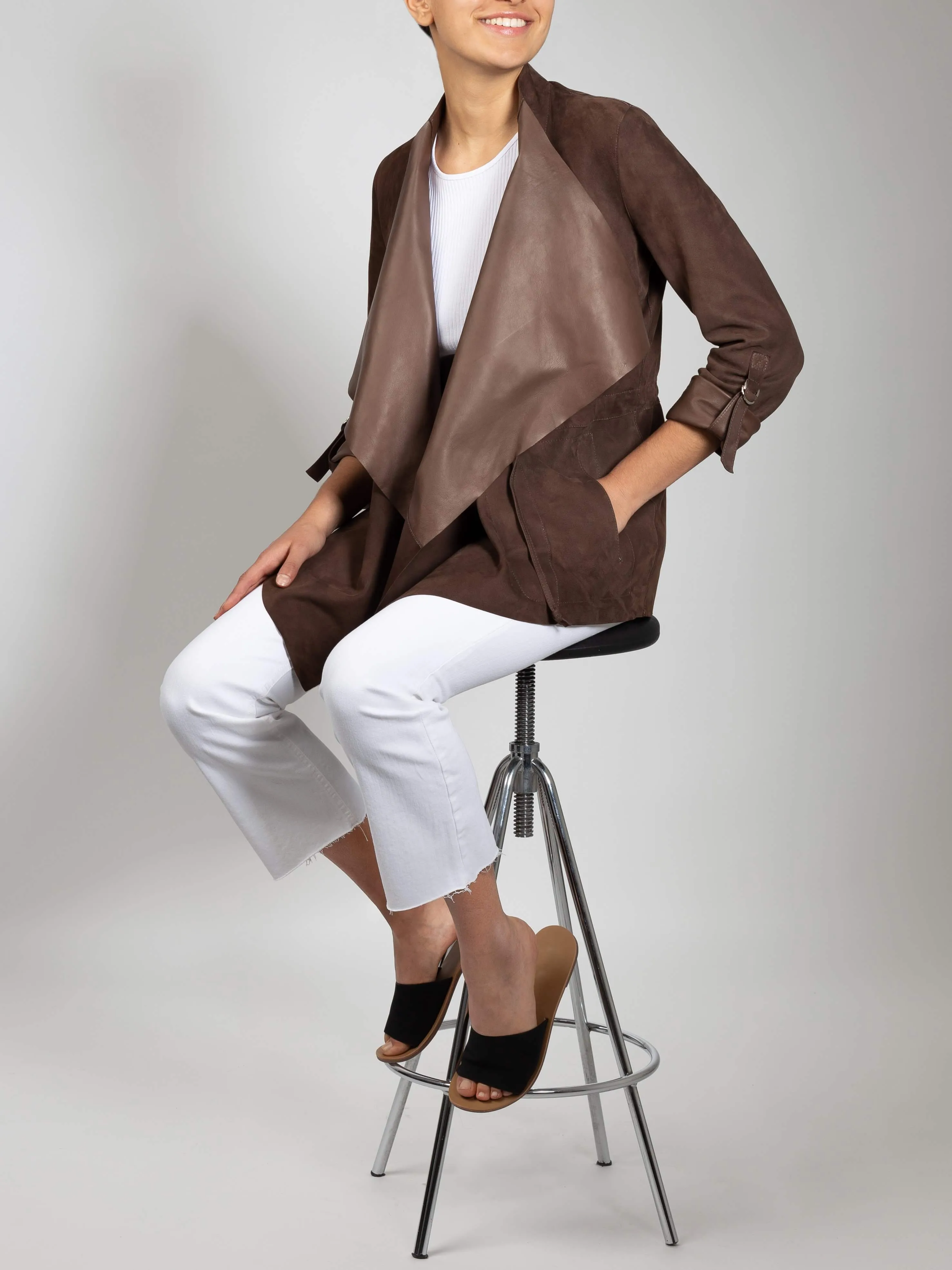 Sonia Reversible Italian Lambskin Suede Leather Jacket