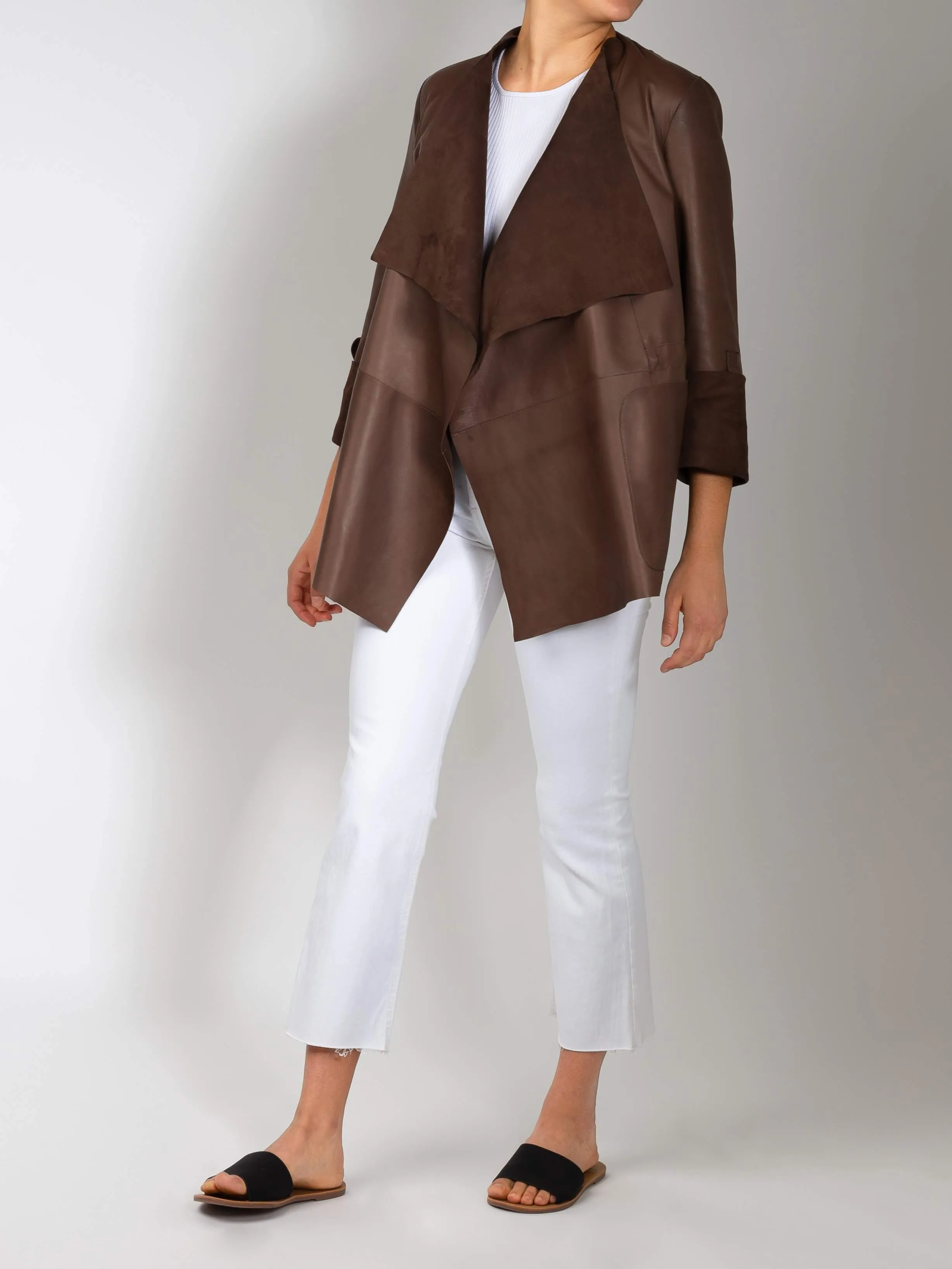 Sonia Reversible Italian Lambskin Suede Leather Jacket