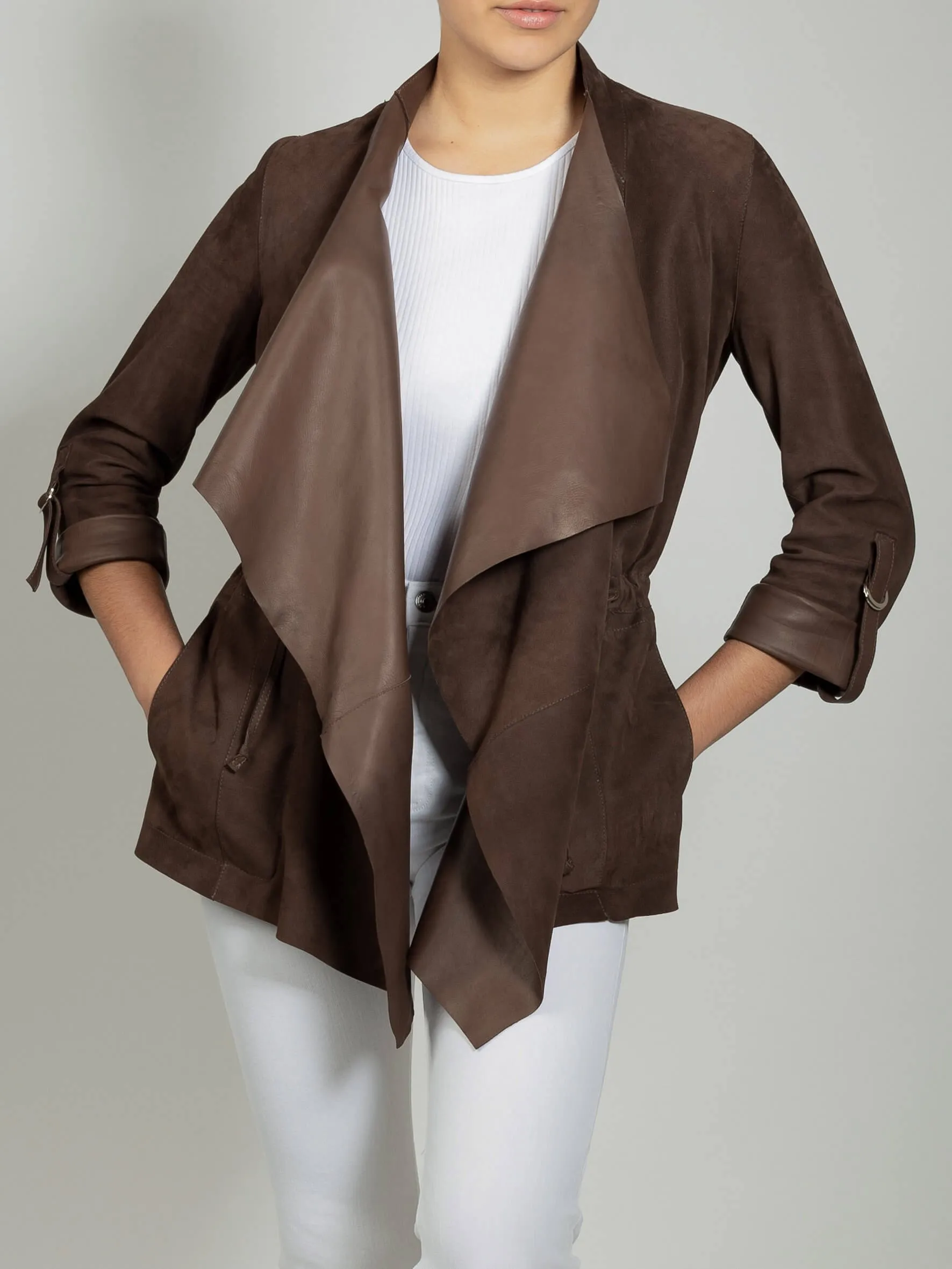 Sonia Reversible Italian Lambskin Suede Leather Jacket