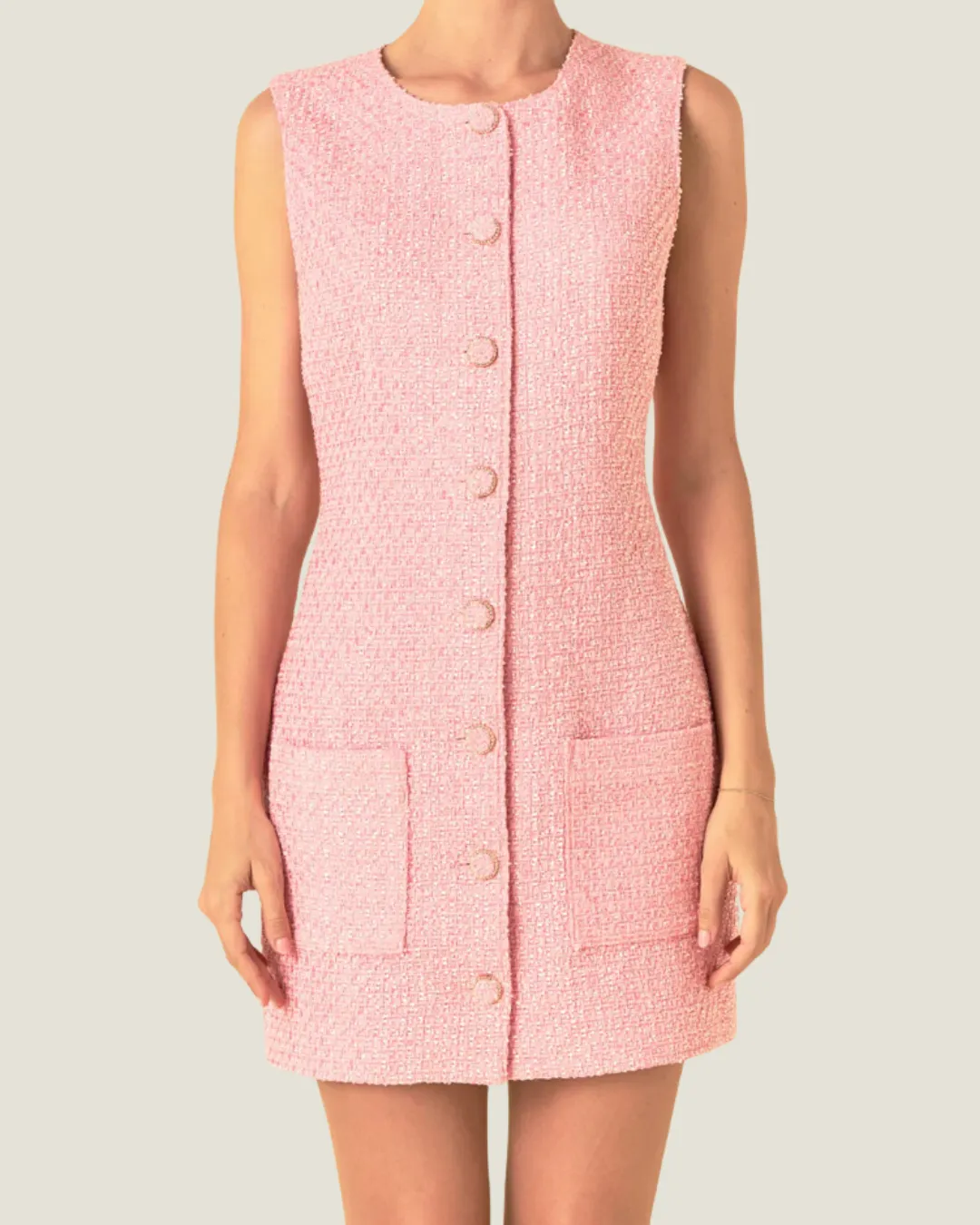 The Margot: Sleeveless Tweed Mini Dress