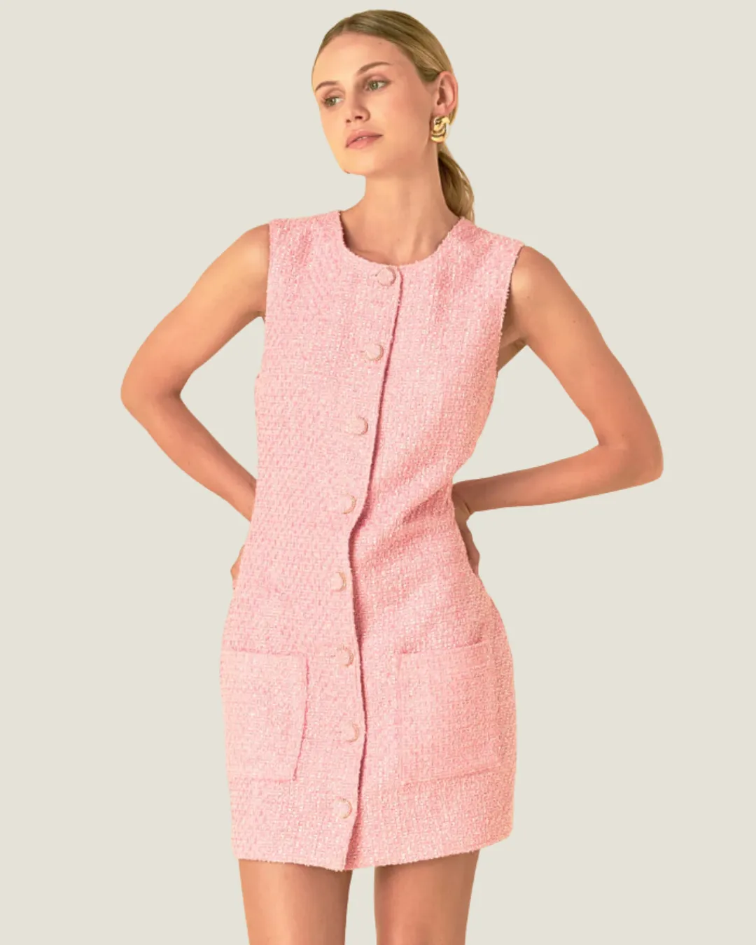 The Margot: Sleeveless Tweed Mini Dress