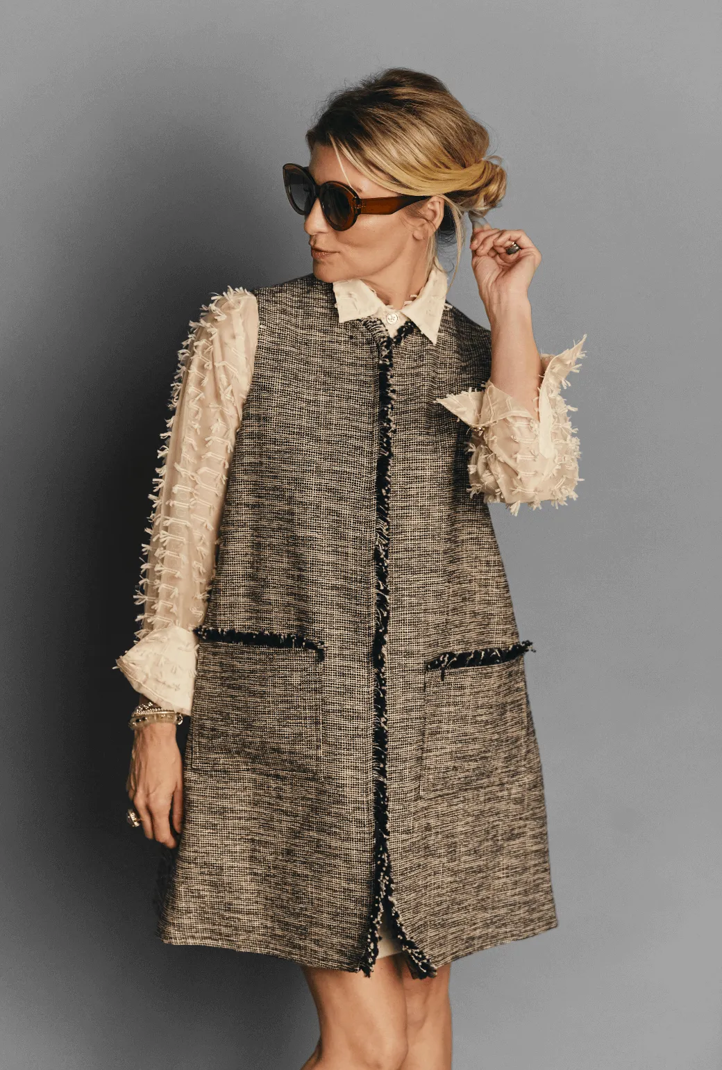 Tweed Vest - Sapphire