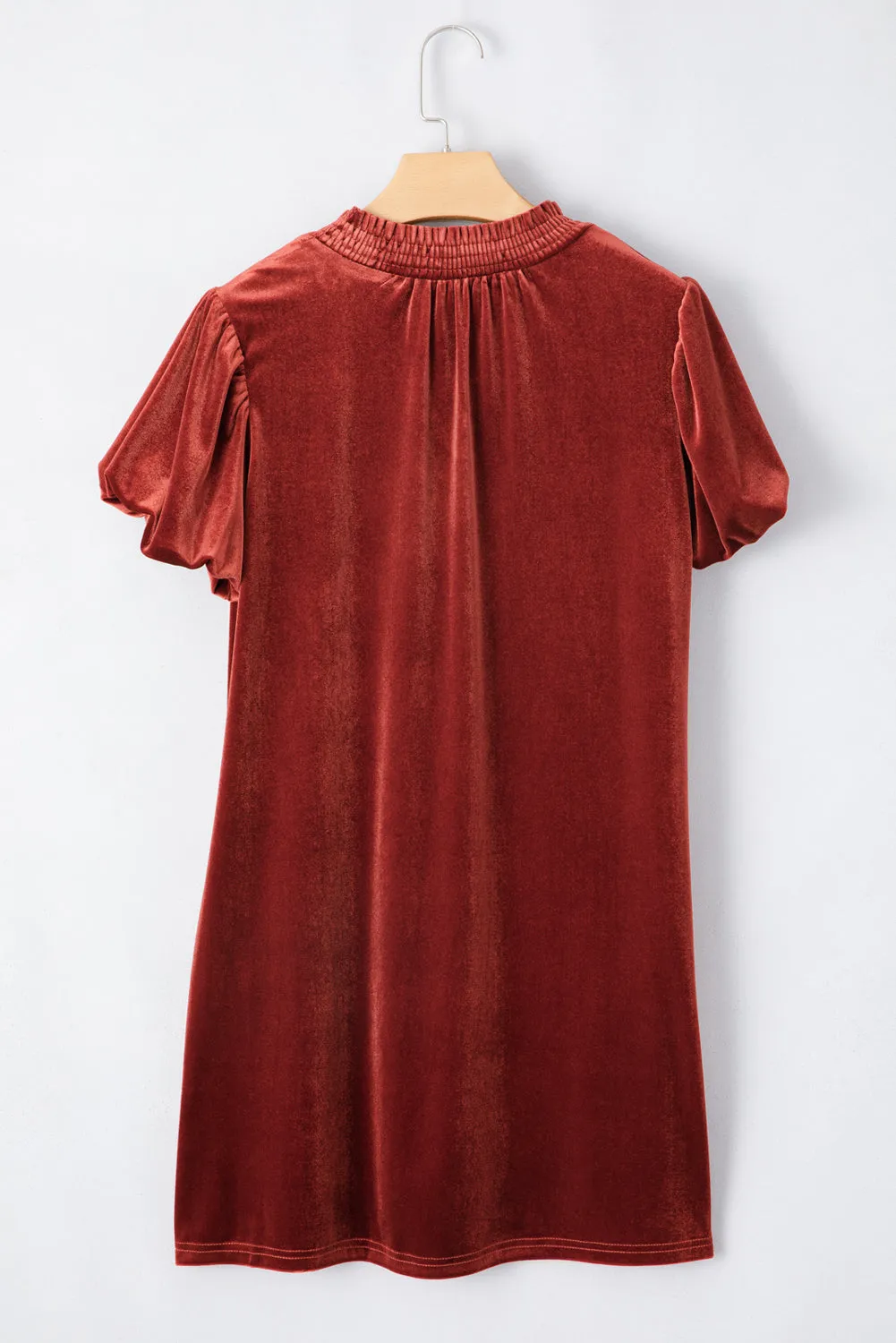 Velvet Smocked Shift Mini Dress