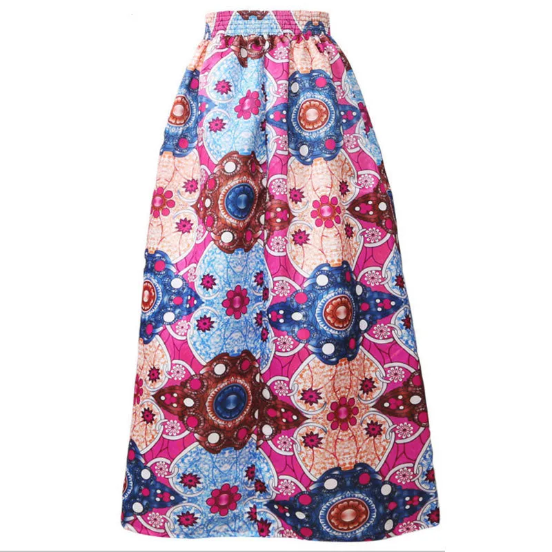 VenusFox Dashiki Floral print High Waist Maxi skirt