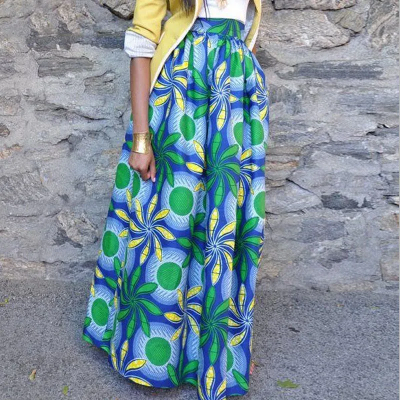 VenusFox Dashiki Floral print High Waist Maxi skirt