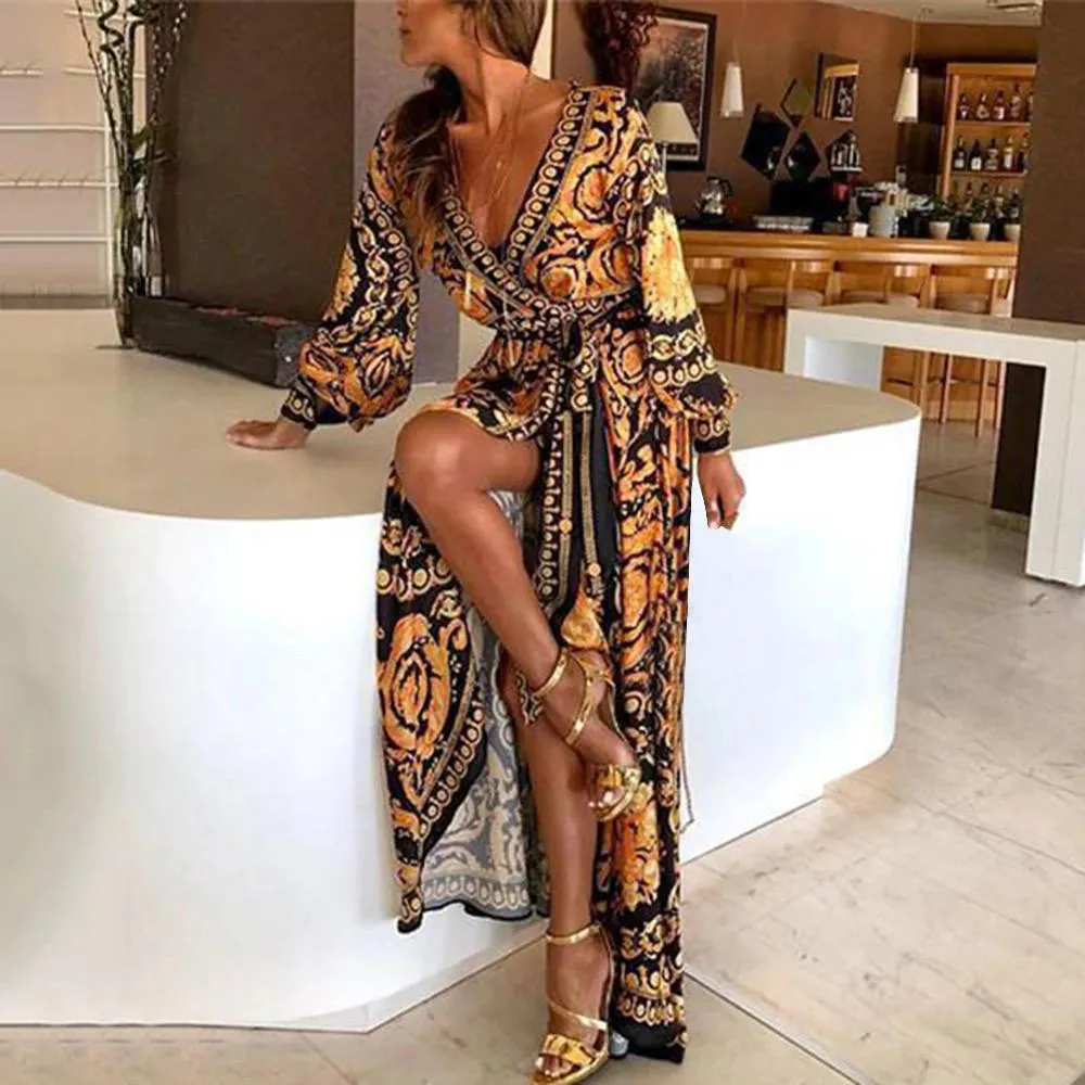 Victoria - Gorgeous Boho V-Neck Long Sleeves Party Dress