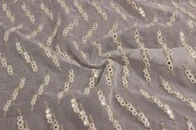 White Embroidered Tissue Fabric