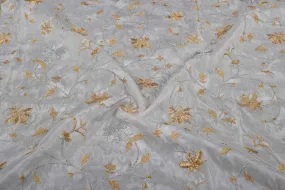 White Embroidered Viscose Fabric