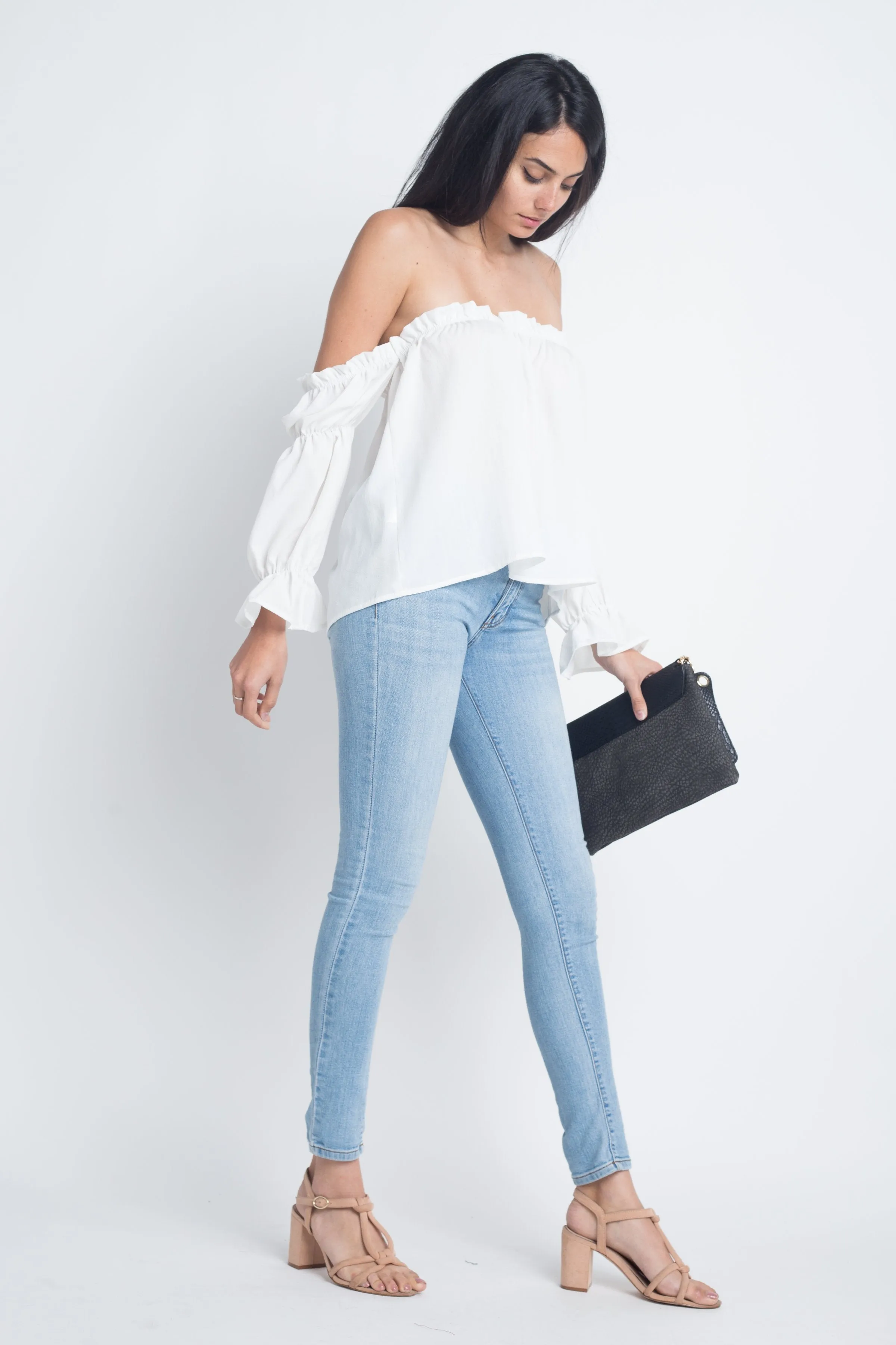 Women's Off Shoulder Ruffle Bardot Top