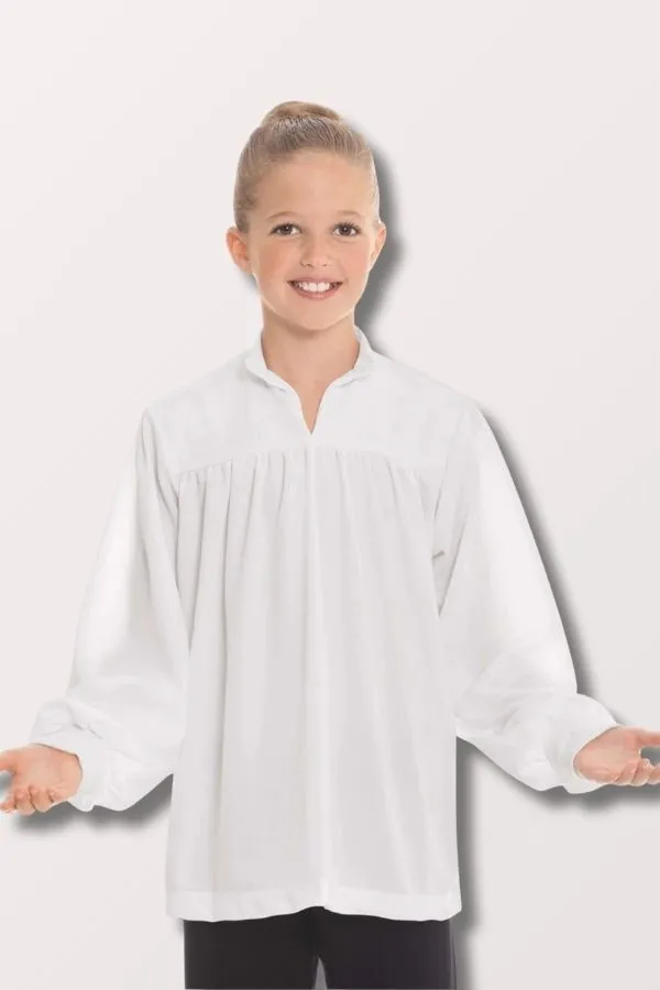 Youth Unisex Humble Servant Polyester Open Collar Loose Fit Praise Top - White